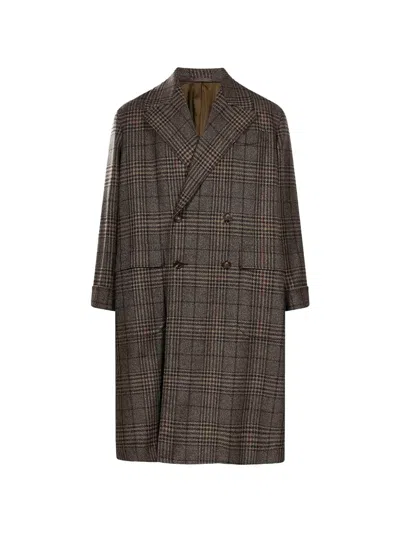 Caruso Rigoletto Check Double-breasted Coat In Brown