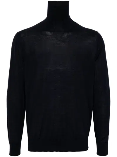 Caruso Roll-neck Jumper In Blue