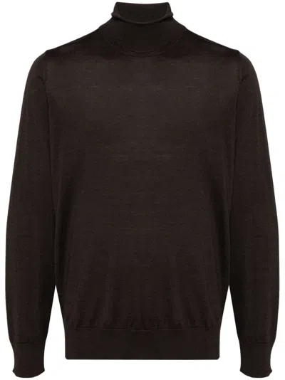 Caruso Roll-neck Jumper In Brown