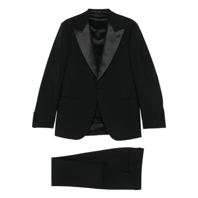 Caruso Shawl-lapel Single-breasted Suit (set Of Three) In Black