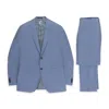Caruso Single Breasted Wool And Silk Blue Suit In Blue