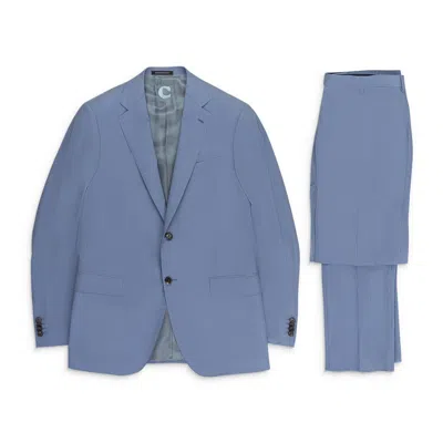 Caruso Single Breasted Wool And Silk Blue Suit