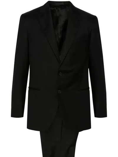 Caruso Single-breasted Wool Suit In Black