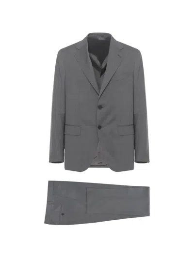 Caruso Single-breasted Notched-lapel Suit In Gray