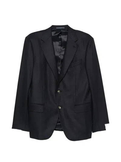 Caruso Single-breasted Notch-lapels Blazer In Blue