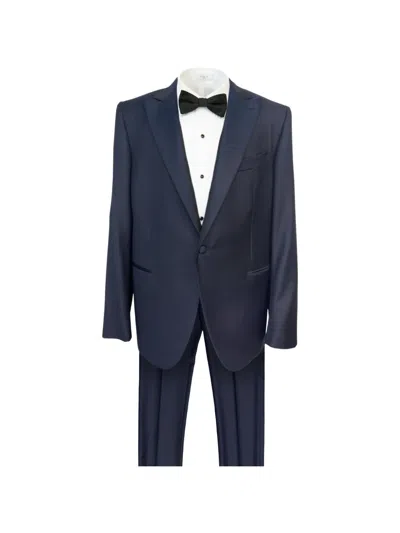 Caruso Single-breasted Satin-lapel Tuxedo Suit In Blue