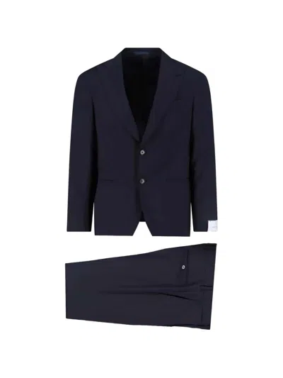 Caruso Man Suit Navy Size 50 Super 170s Wool In Blue