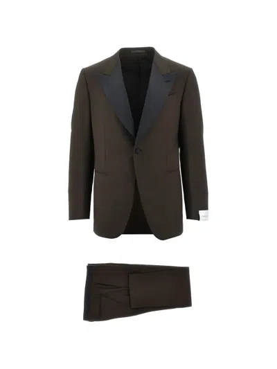 Caruso Single-breasted Suit In Brown