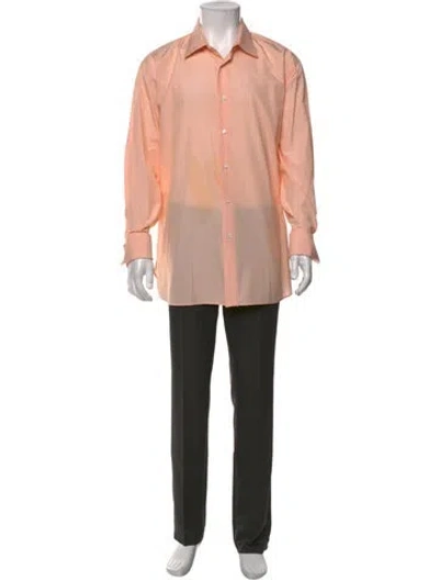 Pre-owned Caruso Striped Long Sleeve Dress Shirt In Pink