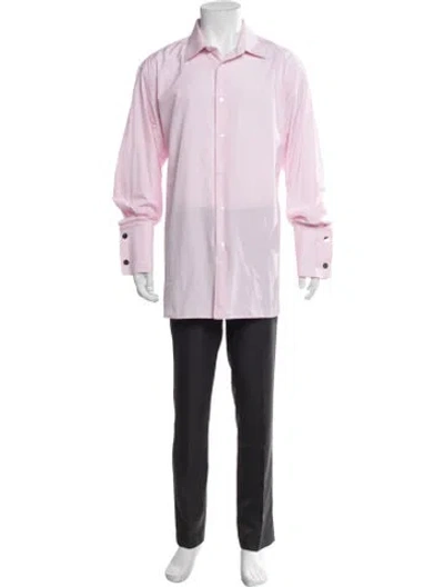 Pre-owned Caruso Striped Long Sleeve Dress Shirt In Pink