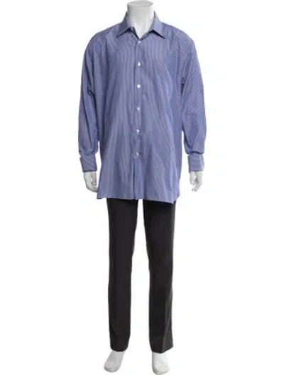 Pre-owned Caruso Striped Long Sleeve Dress Shirt In Purple