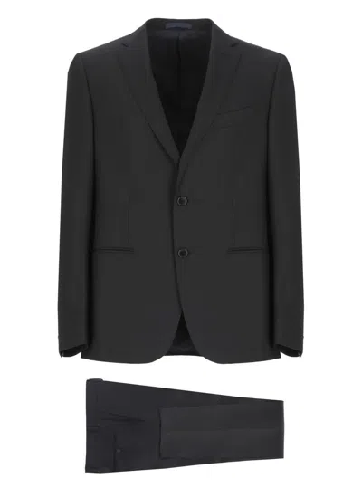 Caruso Two-button Wool Suit In Black