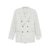 Caruso Norma Double-breasted Check-pattern Suit In White