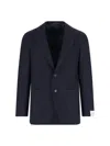 Caruso Tailored Black Herringbone Jacket With Notched Lapel In Blue