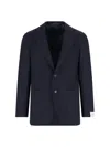 Caruso Tailored Black Herringbone Jacket With Notched Lapel In Blue