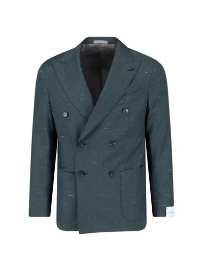 Caruso Tailored Wool Silk Jacket In Green