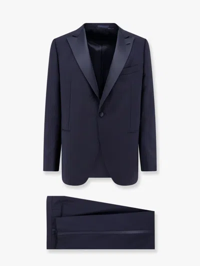 Caruso Timeless Wool And Mohair Tuxedo In Blue