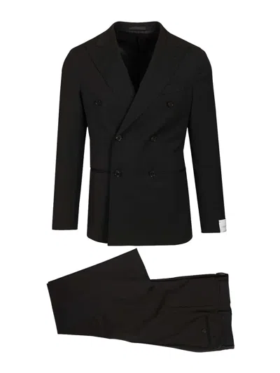 Caruso Aida Double-breasted Suit In Black