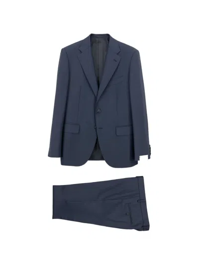 Caruso Twill-weave Tailored Suit In Blue