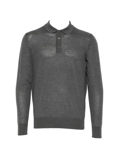 Caruso V-neck Polo In Gray