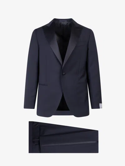 Caruso Wool And Mohair Tuxedo In Blue