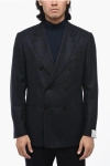 Caruso Wool And Nylon Double Breasted Blazer With Double Split