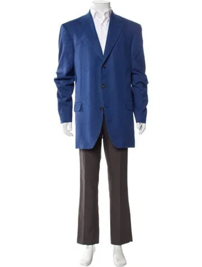 Pre-owned Caruso Wool Overcoat In Blue