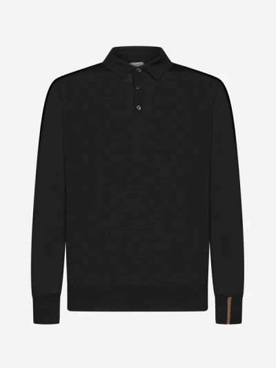 Caruso Wool, Silk And Cashmere Polo Shirt In Black