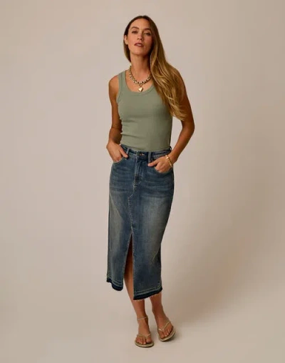 Carve Designs Atlas Denim Skirt In Green