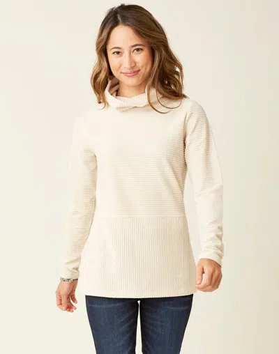 Carve Designs Collette Sweaters Women White Ribbed Cowl Neck Tunic Jdm1069