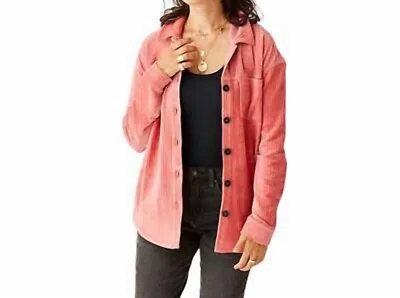 Carve Designs Hudson Stretch Cord Shacket In Henna In Multi