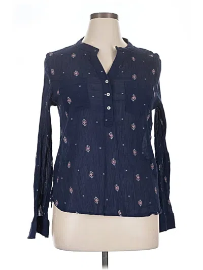 Pre-owned Carve Designs Long Sleeve Blouse In Blue