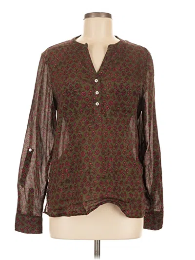 Pre-owned Carve Designs Long Sleeve Blouse In Brown