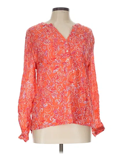 Pre-owned Carve Designs Long Sleeve Blouse In Orange