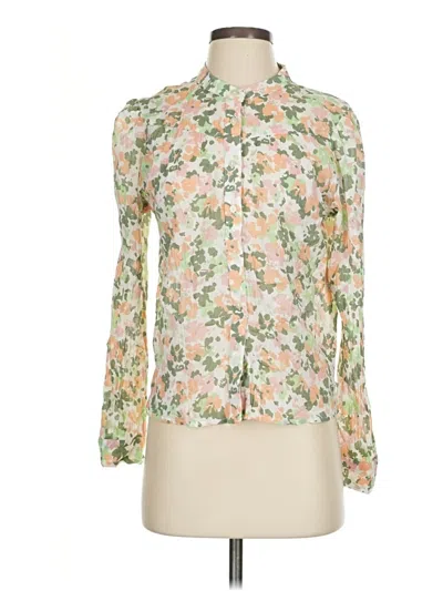 Pre-owned Carve Designs Long Sleeve Blouse In White