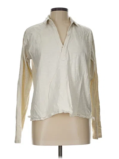 Pre-owned Carve Designs Long Sleeve Blouse In White