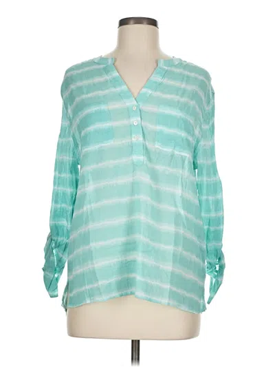 Pre-owned Carve Designs Long Sleeve Henley Shirt In Teal