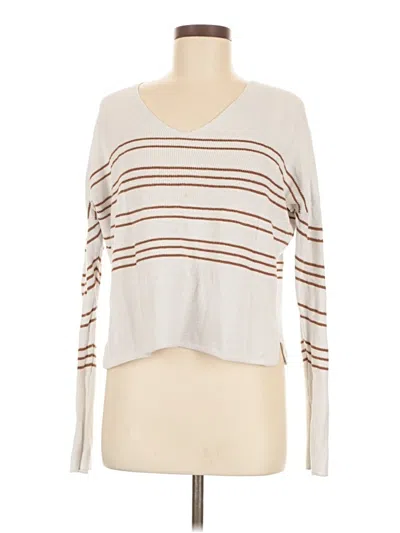 Pre-owned Carve Designs Long Sleeve Top Ivory Scoop Neck Tops In White