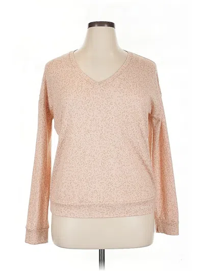 Pre-owned Carve Designs Long Sleeve Top Tan V Neck Tops In Brown