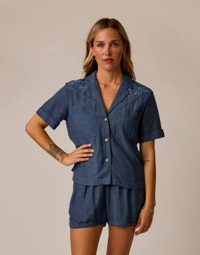 Carve Designs Luca Linen Shirt In Blue