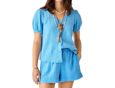 Carve Designs Milo Gauze Top In Lagoon In Blue