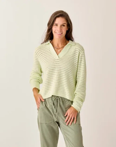 Carve Designs Morgan Polo Sweater In Green