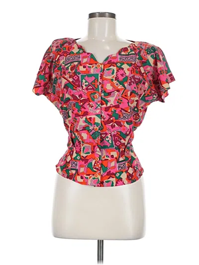 Pre-owned Carve Designs Short Sleeve Blouse In Pink