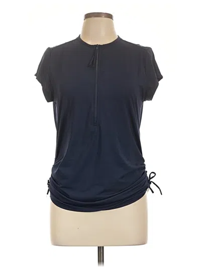 Pre-owned Carve Designs Short Sleeve Top Blue Keyhole Neckline Tops