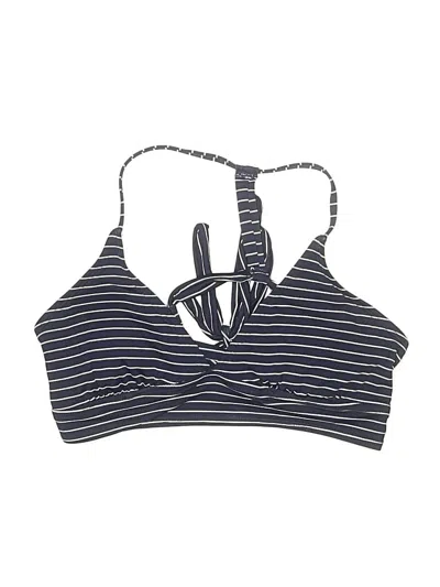 Pre-owned Carve Designs Swimsuit Top Blue Stripes Pattern Swimwear