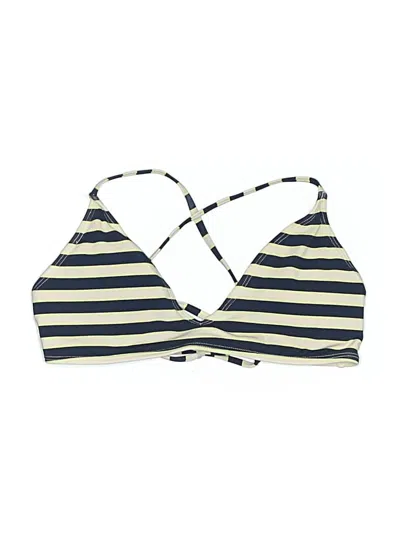 Pre-owned Carve Designs Swimsuit Top Ivory Stripes Pattern Swimwear