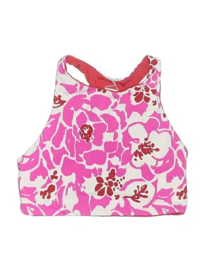 Pre-owned Carve Designs Swimsuit Top Pink Floral Pattern Swimwear