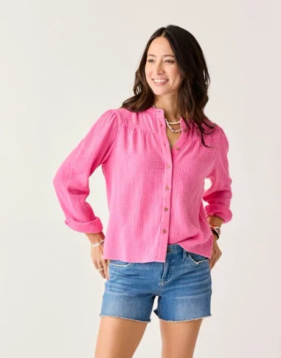 Carve Designs Tatum Double Gauze Shirt In Pink
