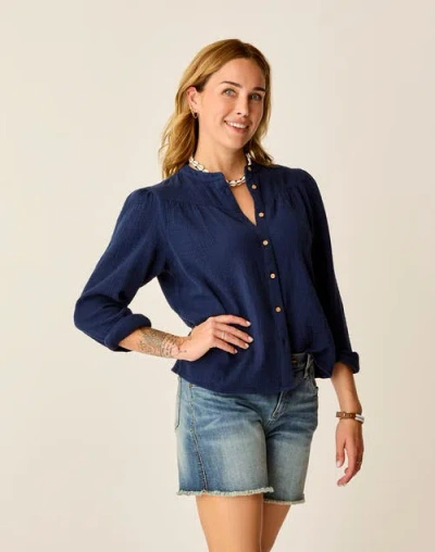 Carve Designs Tatum Double Gauze Shirt In Blue