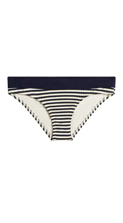 Carve Designs Women's Stinson Bikini Bottom In Navy Stripe In Beige